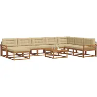 vidaXL Ensemble de canapés d'extérieur avec coussins 9 pièces Nature et Beige