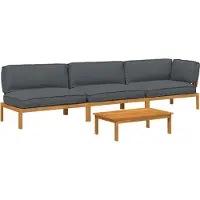 vidaXL Ensemble de canapés avec coussins Uni 4 pièces Anthracite Bois massif Acacia