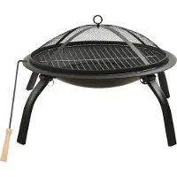 vidaXL Foyer et barbecue 2 en 1 avec tisonnier 56x56x49 cm acier