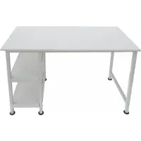 Vdd Table d'ordinateur de bureau - avec étagères de rangement - bois métal blanc - 110 cm de large