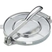 Kitchencraft World of Flavours Presse à tortilla argentée, Presse de métal pour utilisation comme circulaire Presse de pâte, 20 x 25 cm, boîte de cadeau, 1 pc.