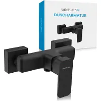 Bächlein Robinet de douche universel avec design anguleux - Set complet de mitigeurs avec tous les accessoires - Robinet une main pour la douche noir mat - carré