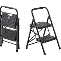 Vevor Escabeau Pliant 2 Marches Marchepied Pliable Charge 272 kg Échelle Domestique en Acier pour Cuisine