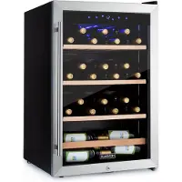 Klarstein Cave a Vin, Réfrigérateur à Vin avec Porte en Verre, Cave à Vin de Vieillissement, Zone Unique, Prosecco, Bière, Ecran Tactile, Réfrigérateur Bar, Frigo, Protection UV, 4-18°C, 48 Bouteilles