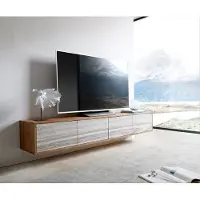 DELIFE Meuble-TV Kleo 200 cm acacia naturel 4 portes flottantes