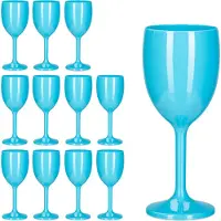Relaxdays Verres à vin en plastique , lot de 12, incassables et sans BPA, 250 ml, verres de camping réutilisables, verres à vin blanc, turquoise