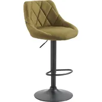 CLP Tabouret de bar Lazio en tissu, réglable en hauteur et pivotant à 360°, pied vert, couleur noire