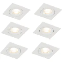 QAZQA Lot de 6 spots encastrés carrés blancs GU10 50 mm IP44 - Xena