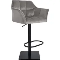 CLP Tabouret de bar Damaso B - revêtement en velours, structure noire - Gris