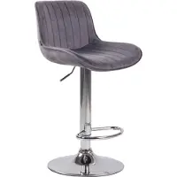 CLP Tabouret de bar Lentini, revêtement en velours, pivotant et réglable en hauteur | Couleur : gris foncé. Structure : chromée