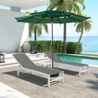 OKWISH Parasol de Jardin Rond Double Face - Grand Parasol avec Manivelle et Structure en Acier - Toile Polyester 294x294 cm - Vert Foncé