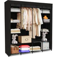 Brixy Armoire - Armoire - XXL - Armoire pliable - 175 x 170 x 45cm - Armoire de camping - Armoire pliable en tissu - Noir