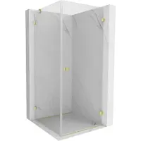 Mexen Lunar-B cabine de douche pivotante droite 80 x 80 cm, transparent, or brossé - 832-080-080-55-00-P