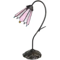 Clayre & Eef Tiffany Tischlampe 48 cm Braun Rosa Polyresin