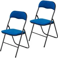 Brixy Klapstoelen - Set van 2 - Vouwstoelen - Fluweel - Eettafelstoelen - Opklapbare Stoelen - 43 x 47 x 80 CM - Stoelen - Blauw