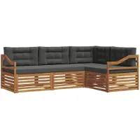 vidaXL Ensemble de canapés d'extérieur avec coussins 4 pièces Nature et Anthracite