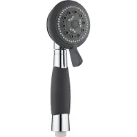 Schutte Douchette à main SCHÜTTE VITAL, Pommeau de douche Wellness avec 4 jets, Pommeau de douche avec poignée antidérapante, Pommeau de douche, Douche chrome/noir