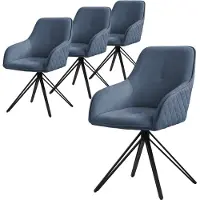 ML-Design 4x chaise de salle à manger pivotante, bleue, en textile tissé avec pieds en métal