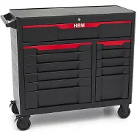 HBM Chariot à outils 12 tiroirs, 106 cm, noir