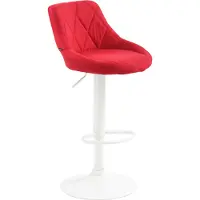 CLP Tabouret de bar Lazio en tissu, réglable en hauteur et pivotant à 360°, pied rouge, couleur blanche