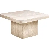 Beliani Table basse beige MDF placage socle imitation pierre 80 x 80 cm design moderne salon