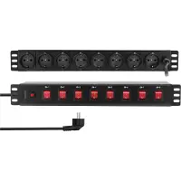Logilink Professional PDU8D01, multiprise 19 pouces, 8 prises, commutation individuelle