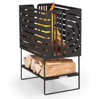 Blumfeldt Brasero Exterieur pour le Jardin et Terrasse, Brasero Portable, Couvercle Pare-Etincelles, Bol en Acier, Brasero BBQ Circulaire avec Foyer Camping, Brûleur à Bois Résistant aux Intempéries
