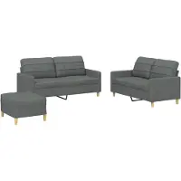 vidaXL Ensemble de canapés 3 pièces avec coussins Tissu gris foncé