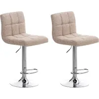 CLP Lot de 2 tabourets de bar « Peru » en tissu, pivotants et réglables en hauteur, couleur crème