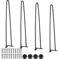 Vevor Pied de Table en Épingle à Cheveux 4PCS Pieds de Bureau 71 cm Acier Massif Capacité Charge 227 kg Pieds de Meubles 2 Tiges Noirs avec Vis et Patins Protecteurs pour Maison Bureau Salle à Manger