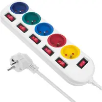 Macleans Multiprise 5 Prises Maclean Mce204m + Interrupteur 1,40m Blanc (color