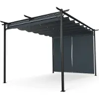 Blumfeldt Pergola 3x4 m, Pergola 4x3 avec Toit en Polyester Résistant & Stores Latéraux, Armature en Acier Thermolaqué, Montage Facile, Utilisable Toute l'Année