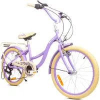 Sun baby Vélo enfant à partir de 6 ans 20 pouces Vélo enfant Vélo fille 6 vitesses Vélo Simano Flower lavande
