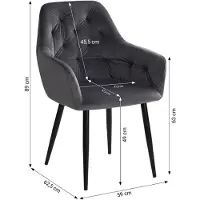 Homestyle4u Chaise Salle à Manger Velours Gris Design Moderne Chaise de Cuisine Chaise pas Cher Fauteuil Rembourrée