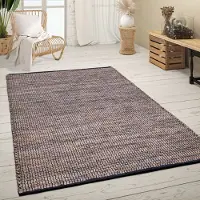Paco Home Tapis salon à poils courts en jute tissé à la main, motif ethnique chiné, fibre naturelle, dimensions 80 x 150 cm