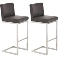 CLP - Ensemble de 2 tabourets de bar Paros, revêtus de similicuir, avec repose-pieds en acier inoxydable, capacité jusqu'à 240 kg, couleur marron