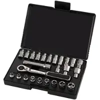 Sata Jeu de clés à pipe, 1/4", 25 pièces, métrique & impérial