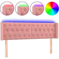 vidaXL Tête de lit LED rose 163x16x78/88 cm velours