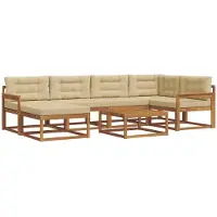 vidaXL Ensemble de canapés d'extérieur avec coussins 7 pièces Nature et Beige