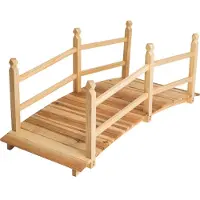 TecTake Pont en bois avec balustrade | Pont de jardin praticable | 137 x 58 x 58 cm | Pont d'étang en bois | Pont décoratif pour étang de jardin ou cours d'eau - Marron