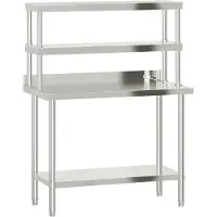 DKD Home Decor Table de travail de cuisine avec panneau à poser 110x55x150 cm inox