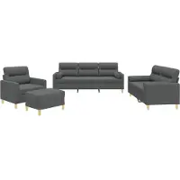vidaXL Ensemble de canapés 4 pièces avec coussins Tissu gris foncé