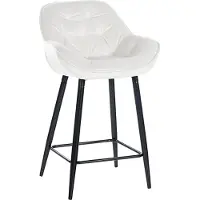 CLP Tabouret de bar Gibson en velours, hauteur d'assise 76 cm, blanc crème