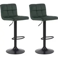 CLP Lot de 2 tabourets de bar Feni en velours, réglables en hauteur et pivotants, vert