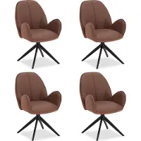 Homestyle4u Chaise de Salle à Manger Lot de 4 Moderne Bouclé Cuir Marron Design Chaises de Cuisine Chaises pas Cher Fauteuils Rembourrée