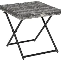 Outsunny Table de jardin table d'appoint poly-rotin pliable support de fleurs meubles de jardin terrasse 867-034