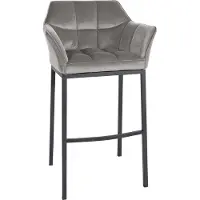 CLP Tabouret de bar Damaso B - revêtement en velours, couleur noire. Structure à 4 pieds - couleur grise