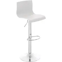 CLP Tabouret de bar Hover en plastique avec structure métallique blanche ; matériau de la structure : métal aspect chromé