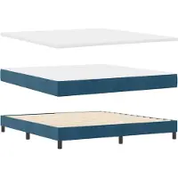 vidaXL Lit boxspring à LED avec tête de lit, bleu foncé, 180 x 200 cm, velours