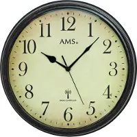AMS 5962 Horloge murale radio analogique ronde vintage rétro avec verre
